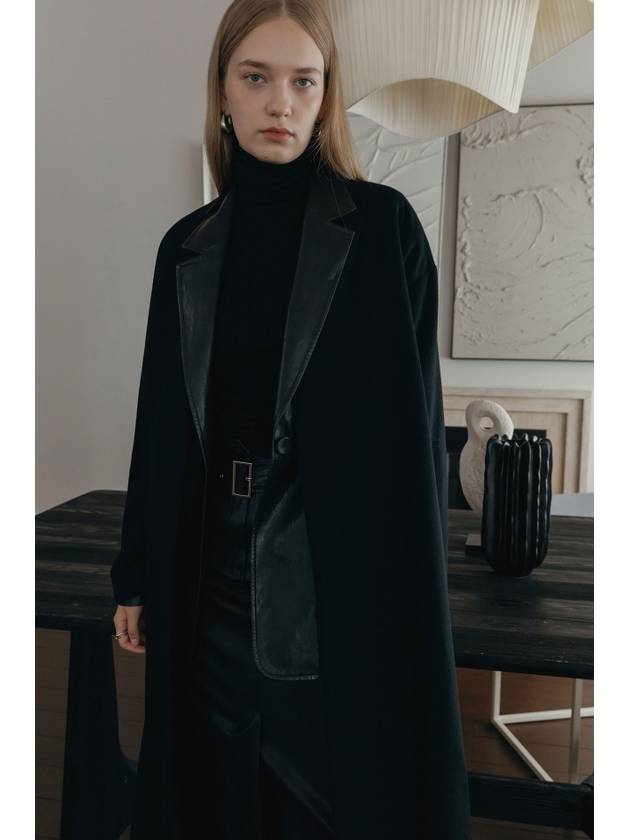 Collarless Cashmere Single Coat Black - ILROZE - BALAAN 11