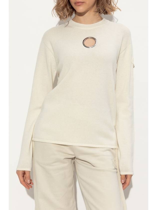 Willow Smith Eyelet Wool Cashmere Knit Top White Ivory - MONCLER - BALAAN 4