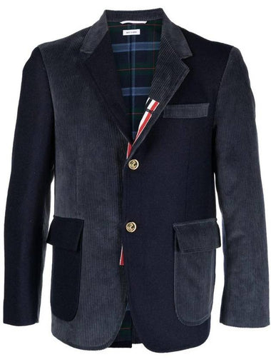 Fun-Mix Shetland Stripe Straight Fit Sport Jacket Navy - THOM BROWNE - BALAAN 1