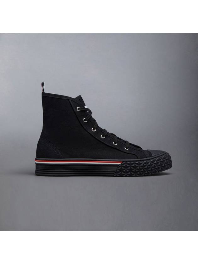 RWB Stripe Canvas Tartan Sole Collegiate High Top Sneakers Black - THOM BROWNE - BALAAN 3