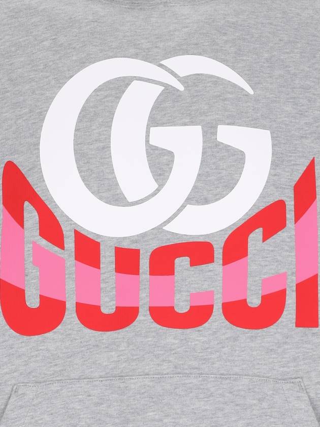 Logo Print Jersey Hoodie Grey - GUCCI - BALAAN 4