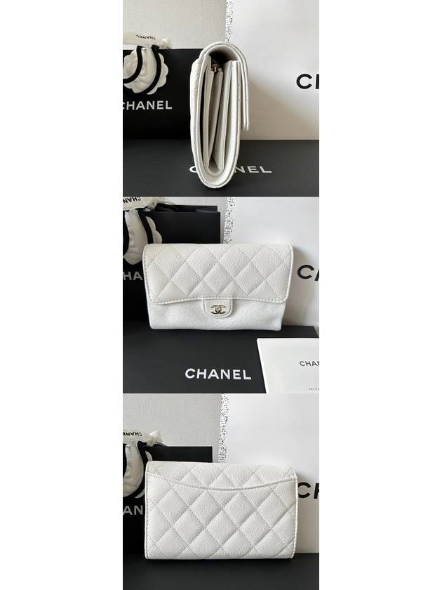 Classic medium wallet white leather gold shiny hardware gold caviar - CHANEL - BALAAN 5