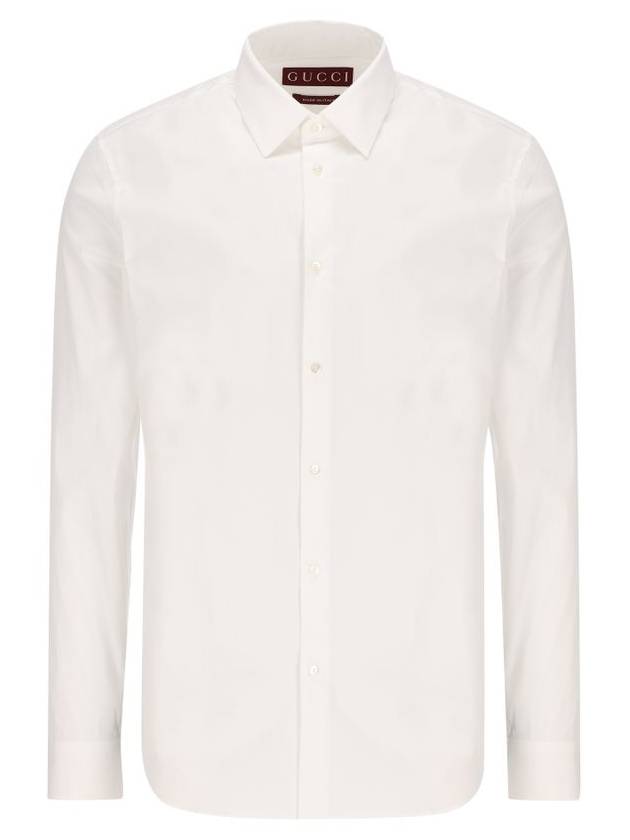 Stretch Cotton Poplin Long Sleeve Shirt White - GUCCI - BALAAN 2