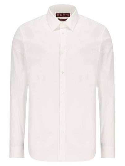 Stretch Cotton Poplin Long Sleeve Shirt White - GUCCI - BALAAN 2