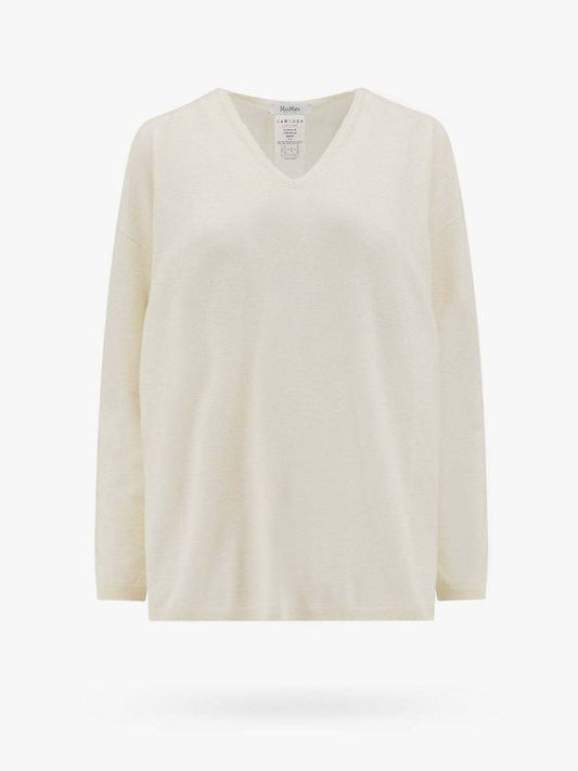 Freccia V-neck Cashmere Knit Top White - MAX MARA - BALAAN 1