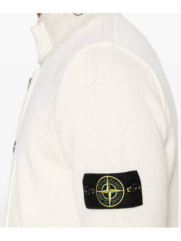 Wappen High Neck Button Up Wool Cardigan Beige - STONE ISLAND - BALAAN 6