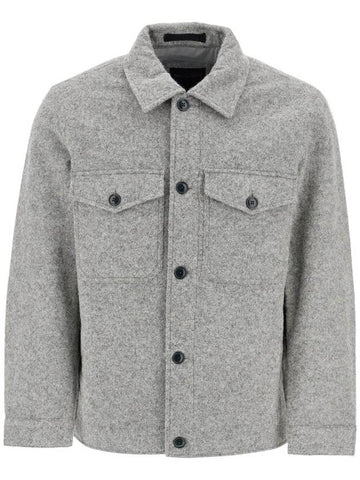 reflective wool blend shirt jacket - WOOLRICH - BALAAN 1