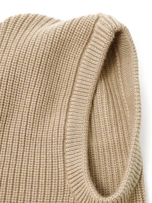 Gong Logo Wool Balaclava Beige - MAX MARA - BALAAN 4