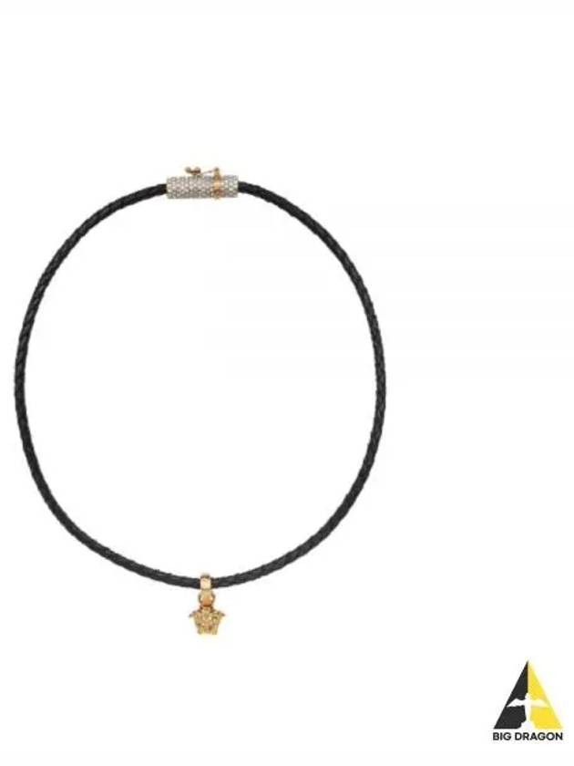 Crystal Medusa Leather Necklace Black - VERSACE - BALAAN 2