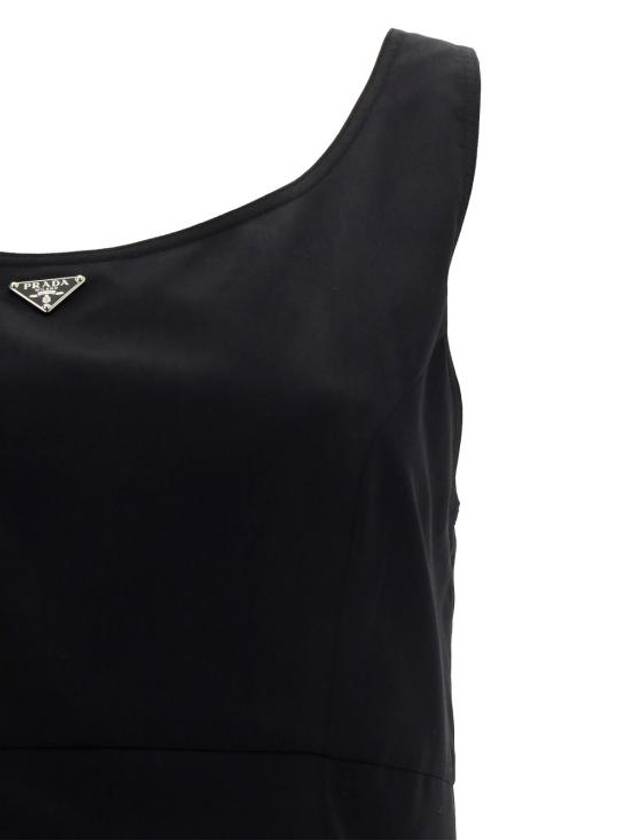 Triangle Logo Sleeveless Short Dress Black - PRADA - BALAAN 4