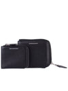 Grainy Leather Square Zipper Round Bicycle Wallet Black - BURBERRY - BALAAN.