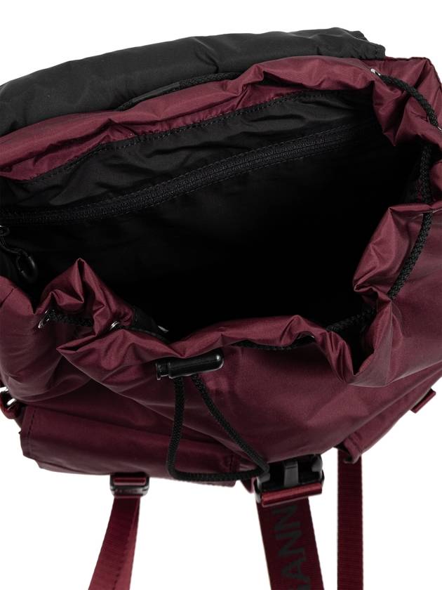 Ganni Backpack With Logo, Women's, Burgundy - GANNI - BALAAN 5