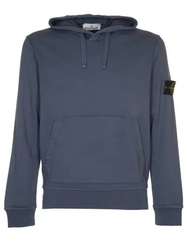 Logo Patch Cotton Fleece Hoodie Blue - STONE ISLAND - BALAAN 2