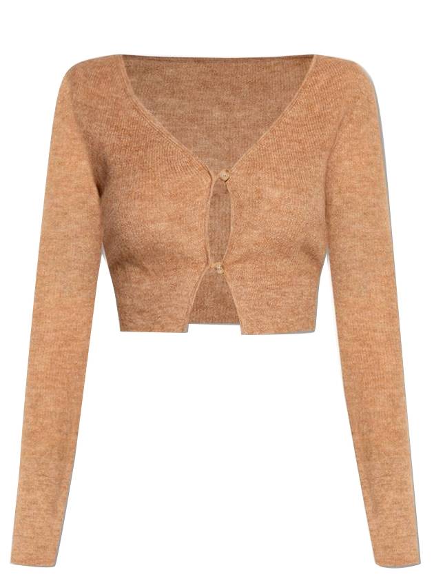 Le Alzou Cropped Mohair Cardigan Light Brown - JACQUEMUS - BALAAN 1