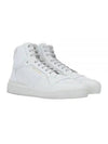 Men's SL24 Used-Look Perforated Leather Mid Top Sneakers White - SAINT LAURENT - BALAAN 2