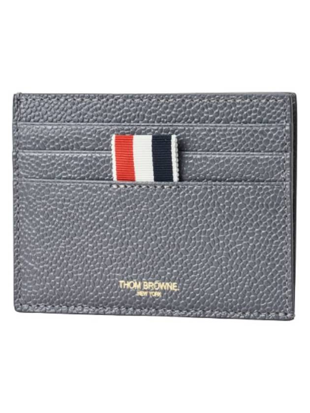 Pebble Calfskin 4-Bar Applique Note Card Wallet Dark Grey - THOM BROWNE - BALAAN 3