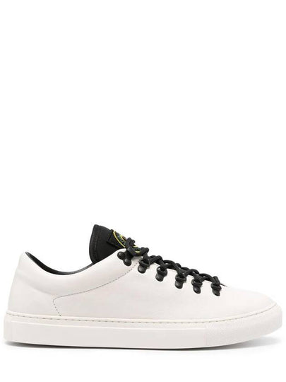 S0101 Logo Lace-Up Leather Low Top Sneakers White - STONE ISLAND - BALAAN 2