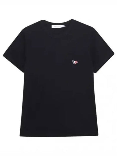 Tricolor Fox Patch Classic Pocket Short Sleeve T-Shirt Black - MAISON KITSUNE - BALAAN 2