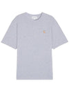 Chillax Fox Patch Regular Short Sleeve T-Shirt Grey - MAISON KITSUNE - BALAAN 2