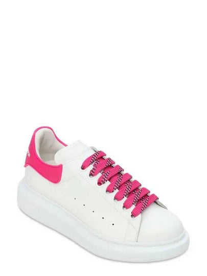 Neon Pink Louver Logo Heel Tab Over Platform Leather Sneakers - ALEXANDER MCQUEEN - BALAAN 2