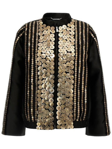 Alberta Ferretti Sequin Satin Bomber Jacket - ALBERTA FERRETTI - BALAAN 1