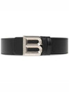 B Bold Buckle Leather Belt Black - BALLY - BALAAN 2