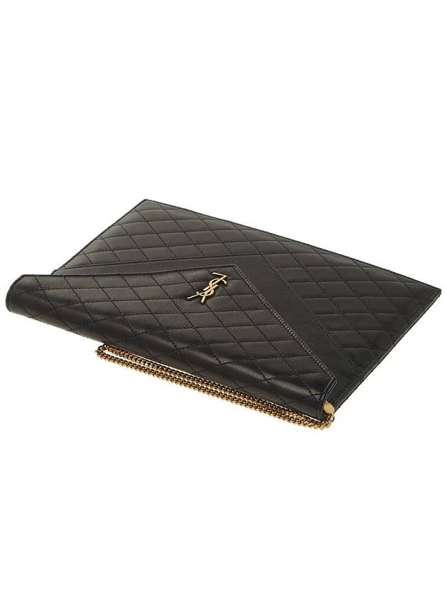 Gabi Quilted Leather Clutch Bag Black - SAINT LAURENT - BALAAN 5