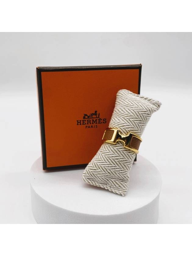 Olympe Small Model Ring Brown Gold - HERMES - BALAAN 4