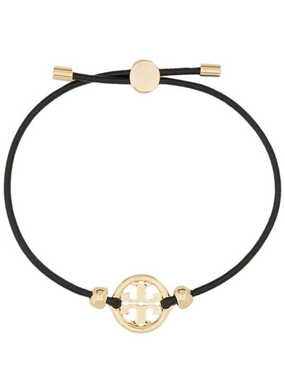 Miller Logo Charm Slider Leather Bracelet Black - TORY BURCH - BALAAN 2