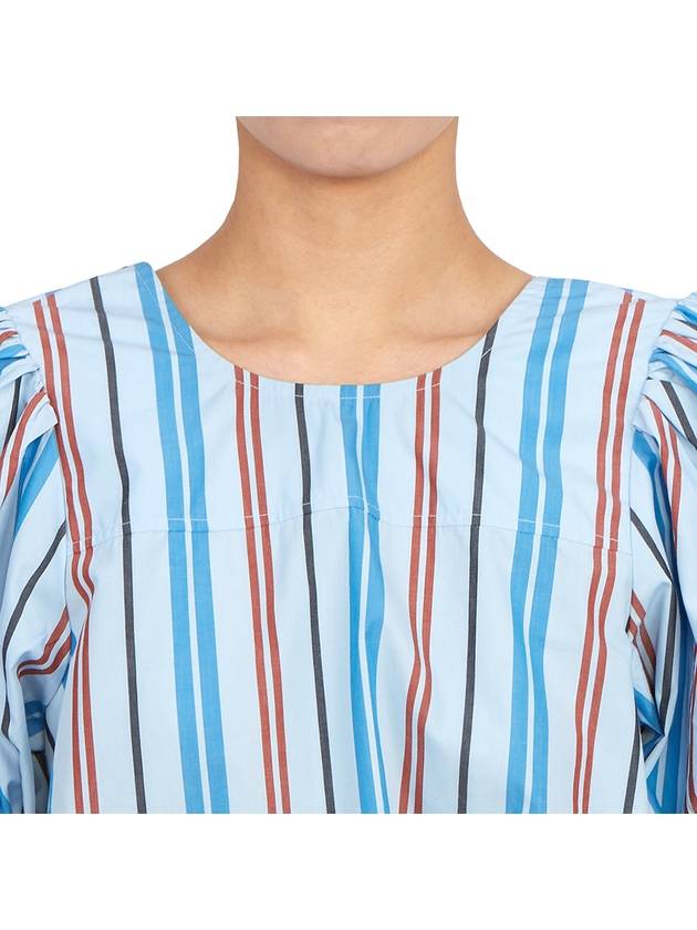 Striped Print Organic Cotton Blouse - GANNI - BALAAN 7