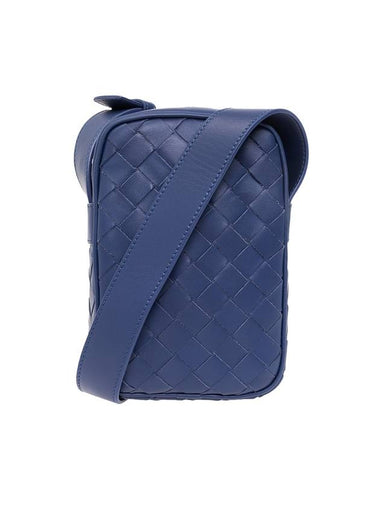 Intrecciato Zipper Leather Mini Cross Bag Navy - BOTTEGA VENETA - BALAAN 1