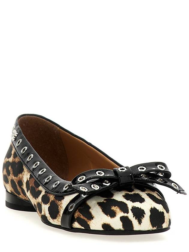 Ganni 'Leopard Eyelets Bow' Ballet Flats - GANNI - BALAAN 2