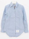 Women's Hidden Three Stripes Oxford Classic Shirt Sky Blue - THOM BROWNE - BALAAN 3