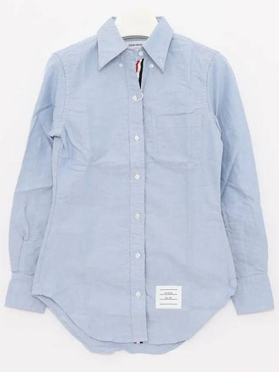 Women's Hidden Three Stripes Oxford Classic Shirt Sky Blue - THOM BROWNE - BALAAN 2