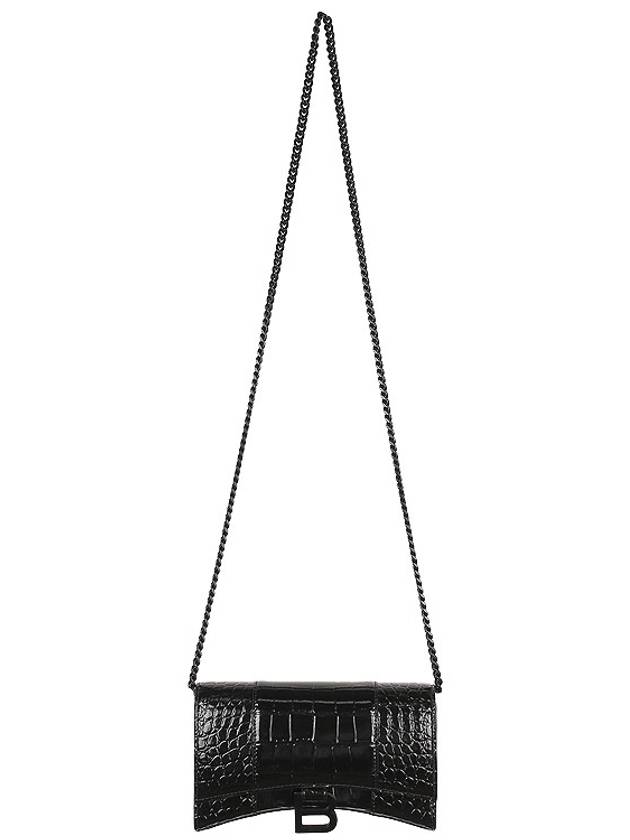 Hourglass Logo Chain Wallet Shoulder Bag Black - BALENCIAGA - 4