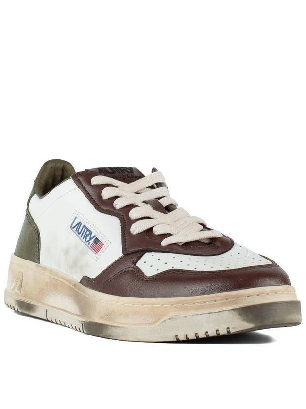 Autry Sneakers Medalist Low Super Vintage In White Leather Green And Brown - AUTRY - BALAAN 3