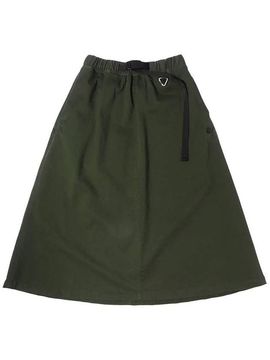 Cotton spandex belted long skirt khaki - OFFGRID - BALAAN 1