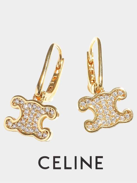 Triomphe Rhinestone Earrings Gold - CELINE - BALAAN 2