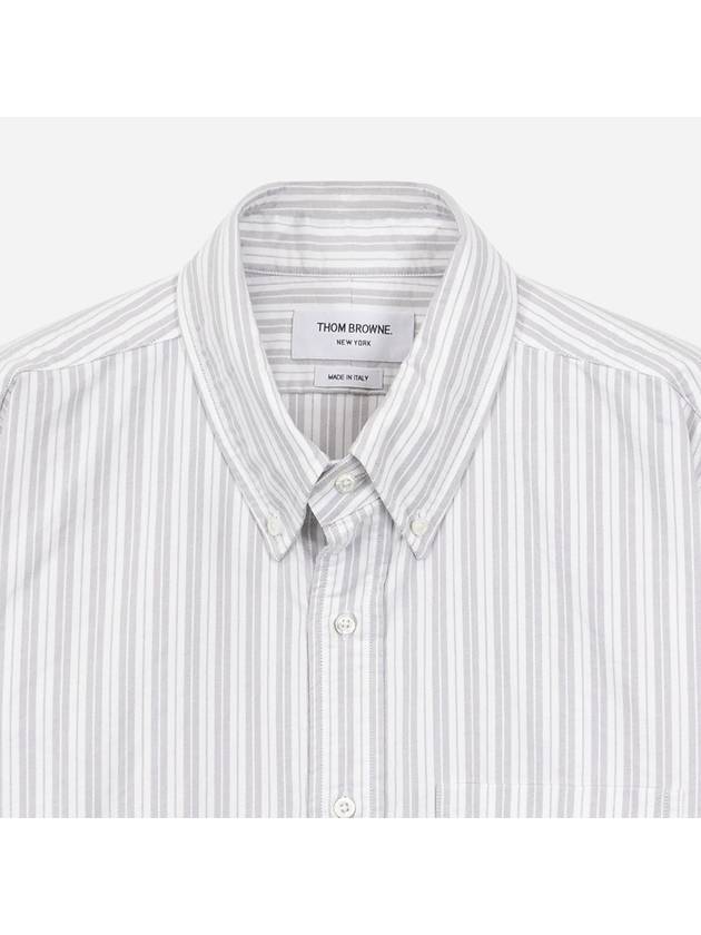 Stripe Oxford Armband Long Sleeve Shirt Grey - THOM BROWNE - BALAAN 4