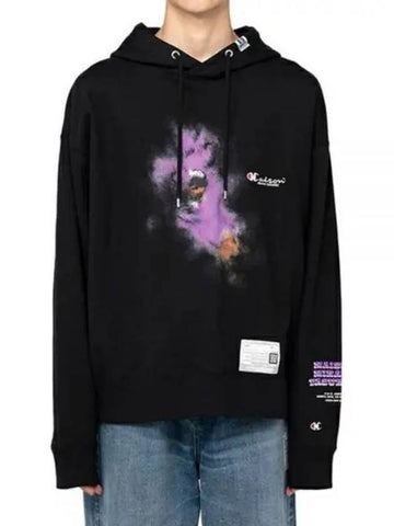 A10HD722 BLACK graphic print hoodie - MIHARA YASUHIRO - BALAAN 1