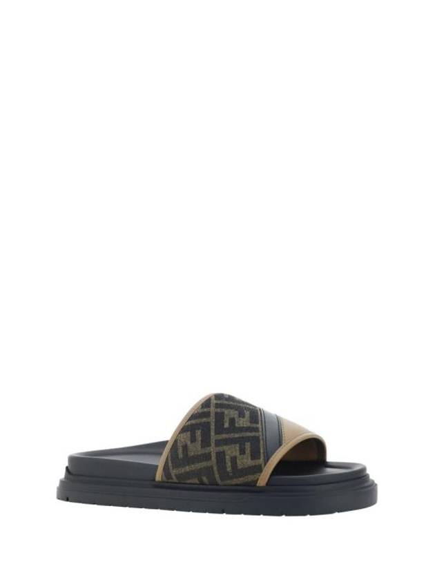 Diagonal Jacquard Slippers Brown - FENDI - BALAAN 3