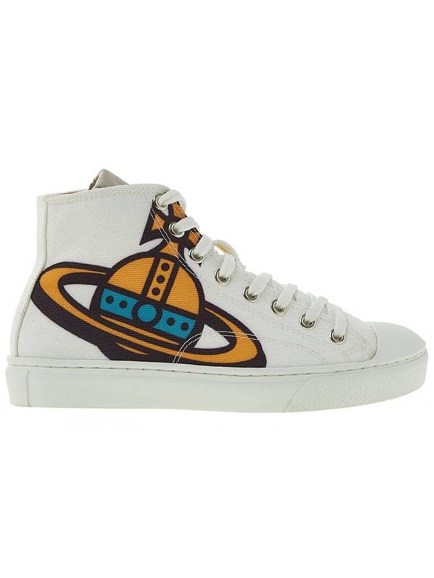 Plimsoll Logo Print Cotton High Top Sneakers White - VIVIENNE WESTWOOD - BALAAN 3