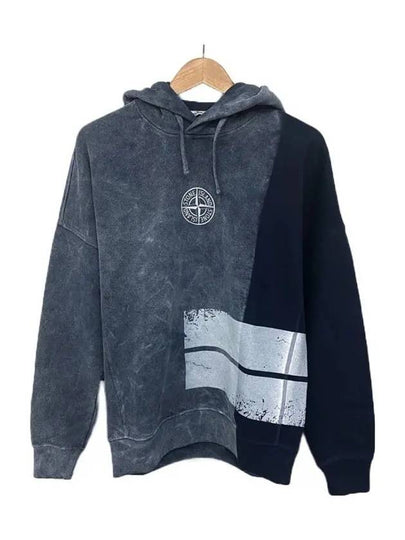 Logo Print Felpa Hoodie Navy - STONE ISLAND - BALAAN 2