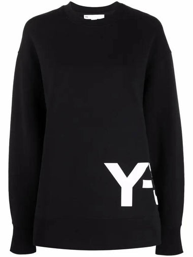 Logo Crew Neck Cotton Sweatshirt Black - Y-3 - BALAAN 1