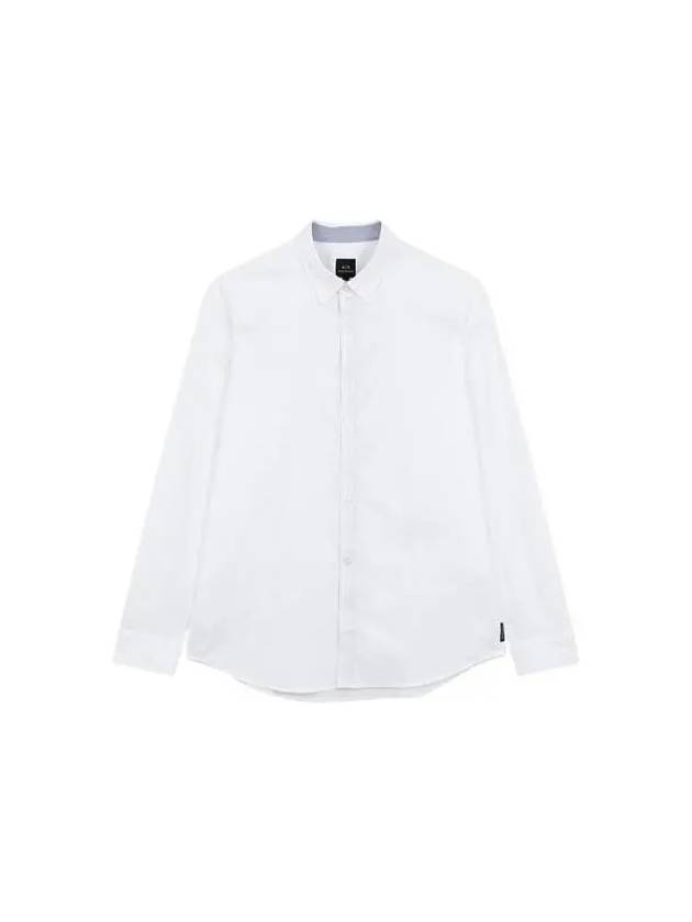 Men s Slim Fit Embroidered Logo Shirt White 271663 - ARMANI EXCHANGE - BALAAN 1