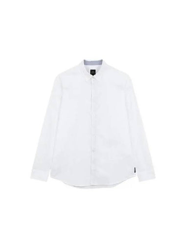 Men s Slim Fit Embroidered Logo Shirt White 271663 - ARMANI EXCHANGE - BALAAN 1