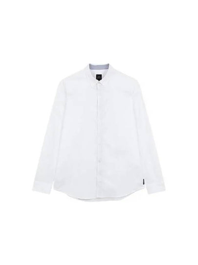 Men s Slim Fit Embroidered Logo Shirt White 271663 - ARMANI EXCHANGE - BALAAN 1