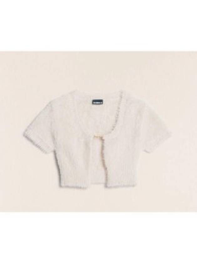 La Maile Neve Logo Charm Fluffy Crop Cardigan Offwhite - JACQUEMUS - BALAAN 2