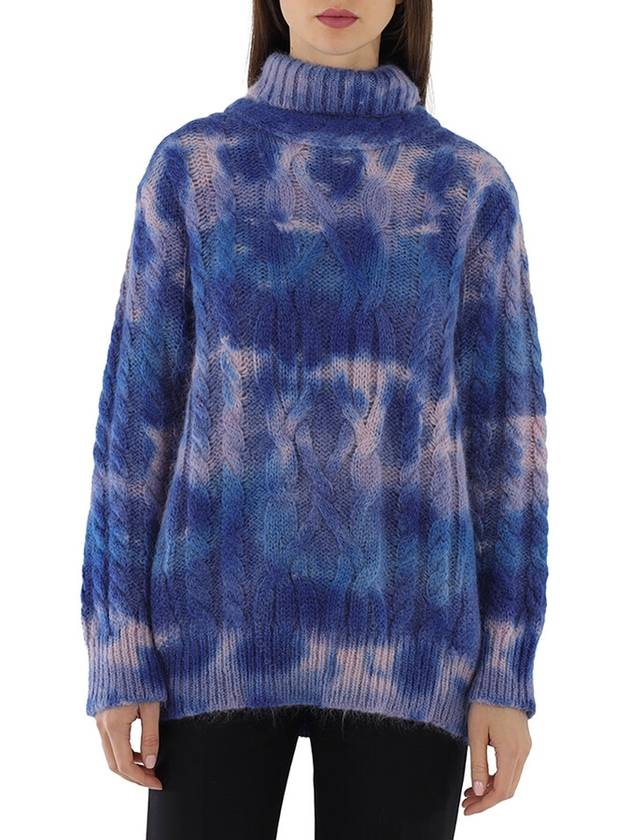 Women's Cable Knit Tie Dye Turtleneck Blue - MONCLER - BALAAN 2