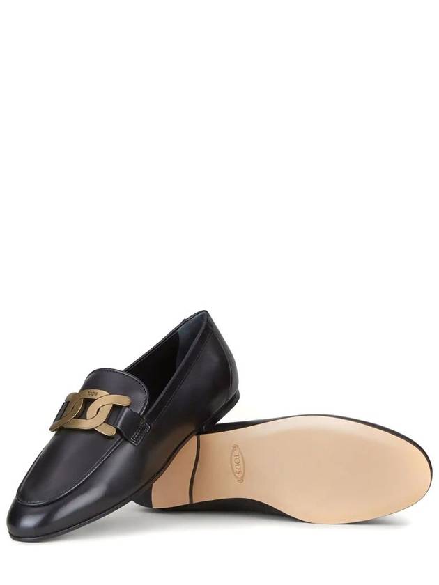 Kate Metal Logo Leather Loafers Black - TOD'S - BALAAN 5